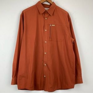 Columbia size Large Men’s Rust Orange/Red Button Up Long Sleeve Shirt